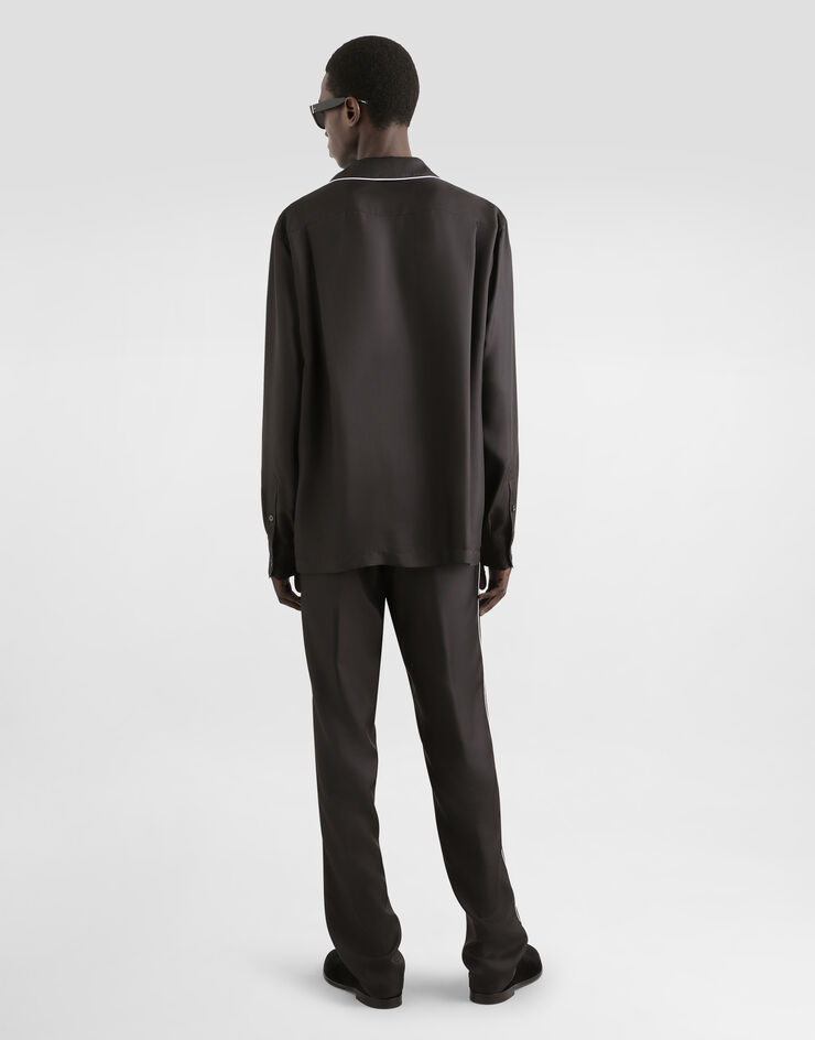 Dolce & Gabbana Silk jogging pants with DG embroidered patch Black GVCRAZGF856