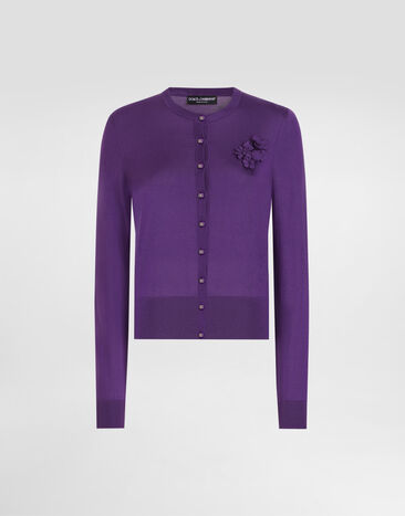 Dolce & Gabbana Rundhals-Cardigan aus Seide Violett FXV07ZJBSKY