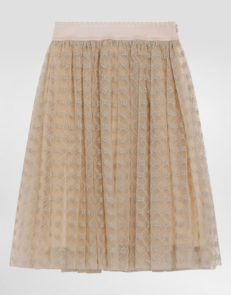 Dolce & Gabbana Tulle skirt embroidered with DG Beige L55I00FLSLY