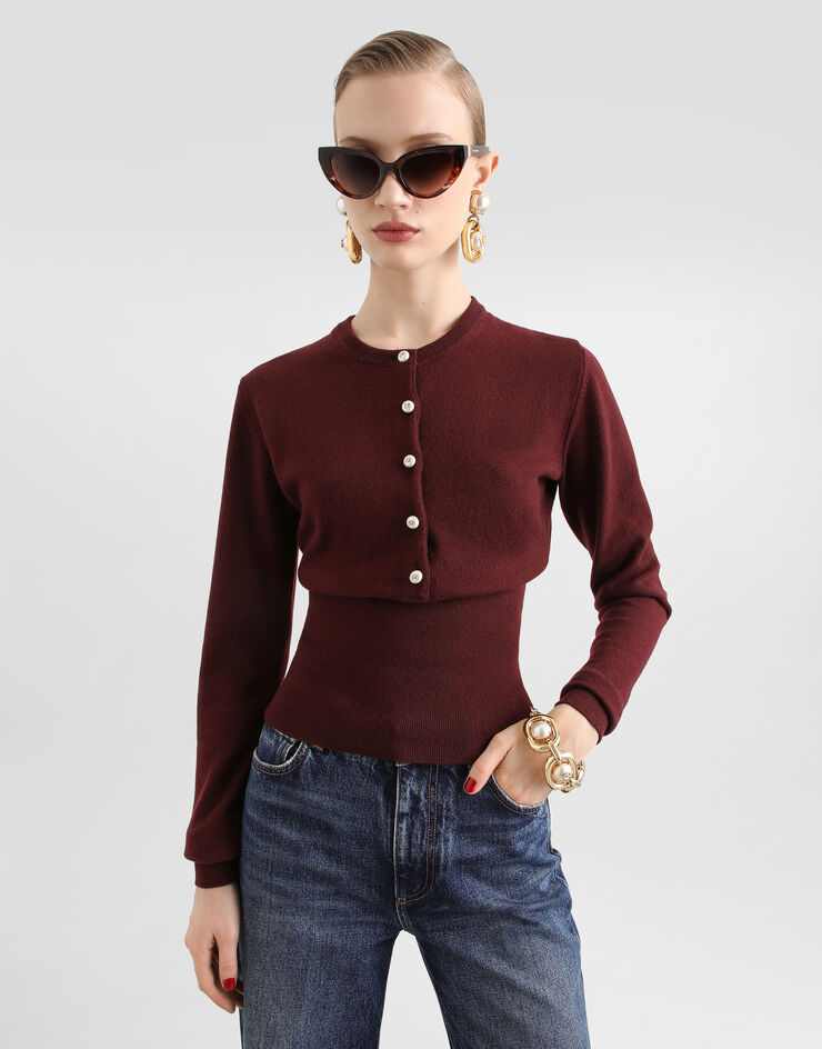 Dolce & Gabbana Jersey serafino en cachemira Bordeaux FXVFFTJBW2C