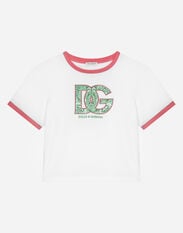 Dolce & Gabbana Jersey T-shirt with DG patch and Dolce&Gabbana embroidery Print L5JTMEG7K4F