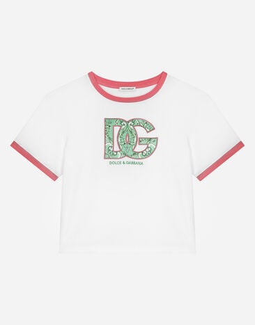 Dolce & Gabbana T-shirt in jersey con patch DG e ricamo Dolce&Gabbana Stampa L5JD5KG7L9B