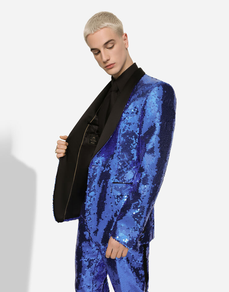 Dolce & Gabbana Abito tuxedo sicilia monopetto in paillettes Multicolore GKOSMTFLSEP