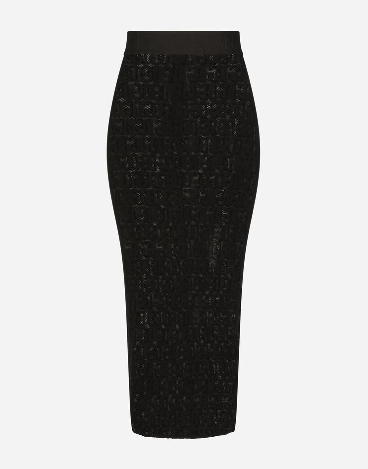 Dolce & Gabbana ロンゲットスカート チュール DGオールオーバーロゴ ブラック F4CHZTFLEAQ