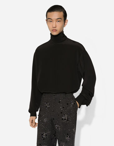 Dolce & Gabbana Loose silk turtleneck with shirt cuffs  G8SD9TFU1NU