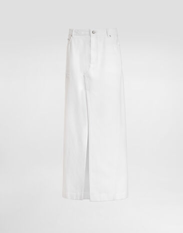 Dolce & Gabbana Long denim skirt Multicolor F4DDOZG8PE9