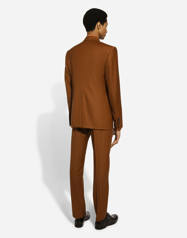 Dolce & Gabbana Двубортный пиджак Sicilia из шерсти коричневый G2QU4TFU269