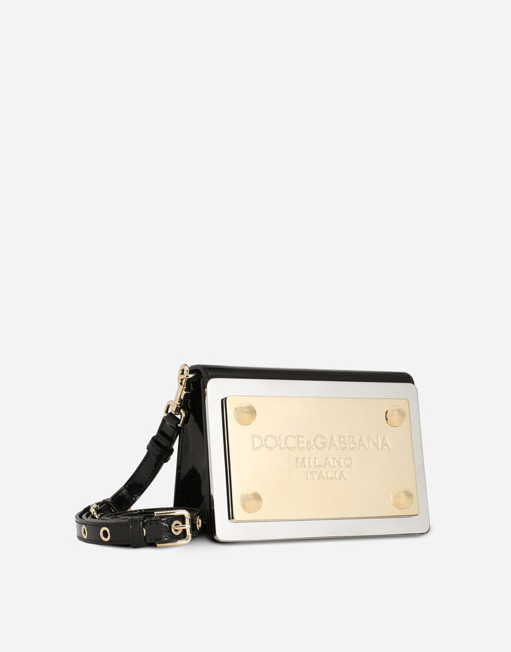 Dolce & Gabbana Patent leather 90s Sicily clutch with branded plate Black BB7030AQ272