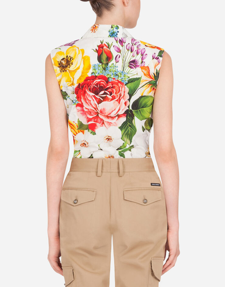 Dolce & Gabbana SLEEVELESS POPLIN SHIRT WITH MIXED FLORAL PRINT FLORAL PRINT F5M12THS5F9