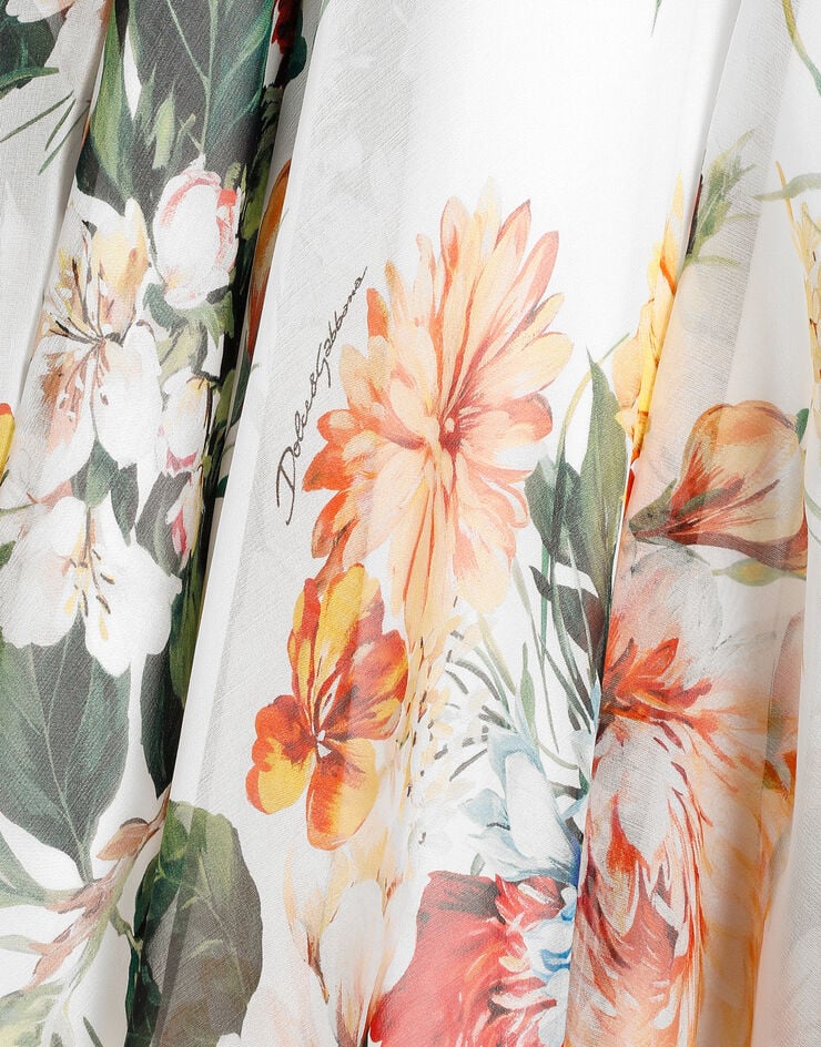 Dolce & Gabbana Ärmelloses Kleid aus Chiffon mit Blumenprint Drucken L54DK0IS1ZE