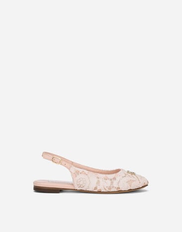 Dolce & Gabbana Cordonetto lace slingbacks with DG logo Pink D11155A1328