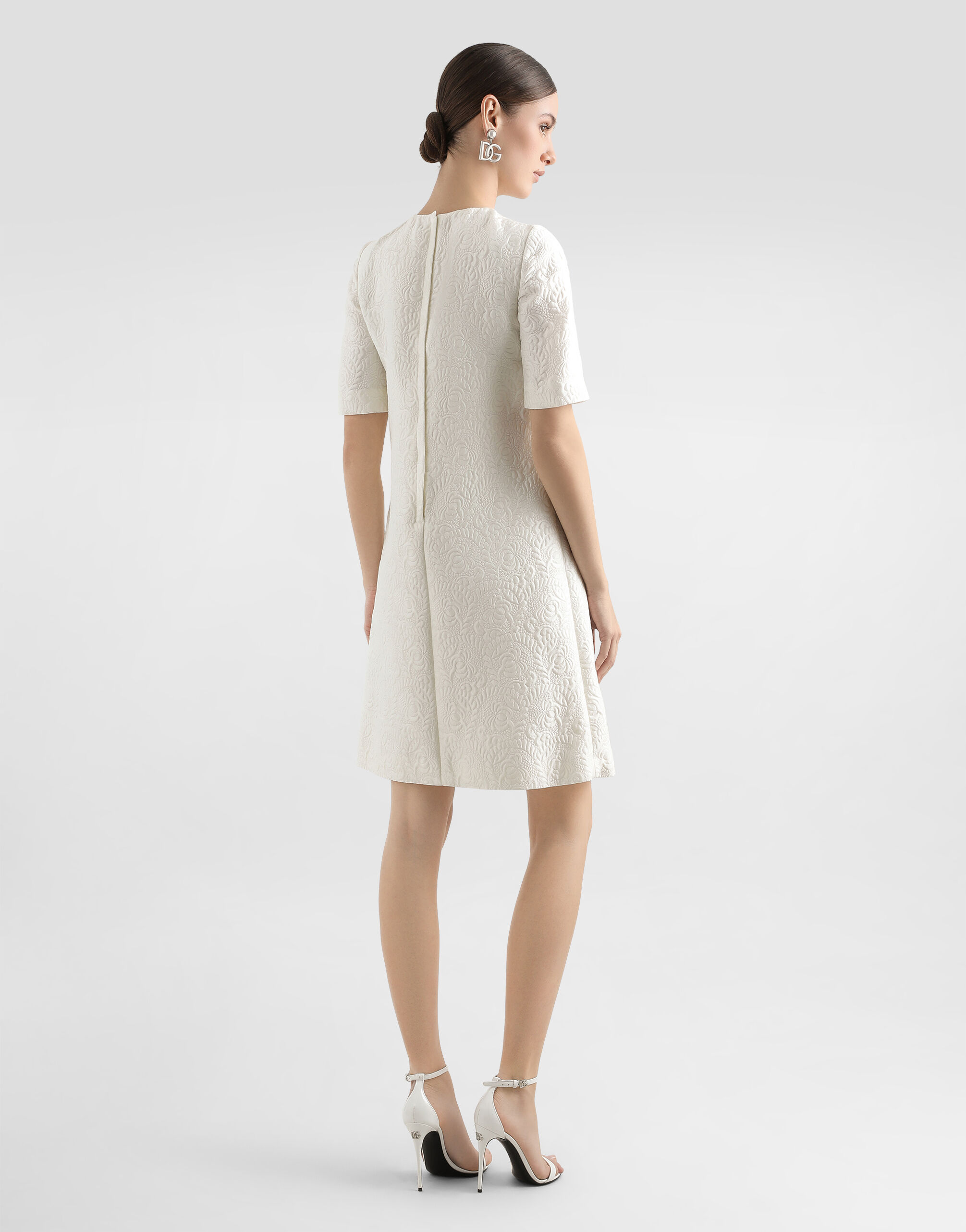 Dolce & Gabbana WHITE DRESS WITH COLLAR ドレス フォーマル Long lace dress with corset detailing in White for Women