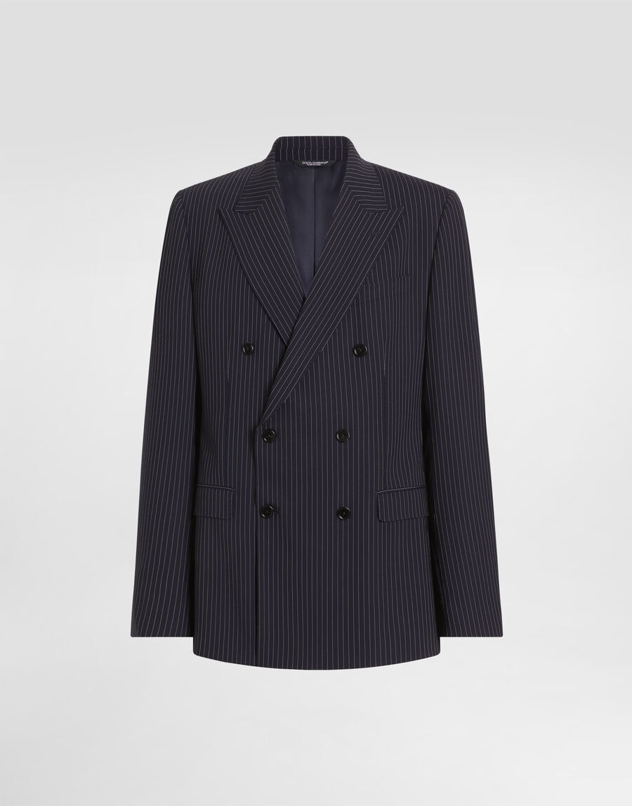 Martini light double-breasted pinstriped wool jacket
