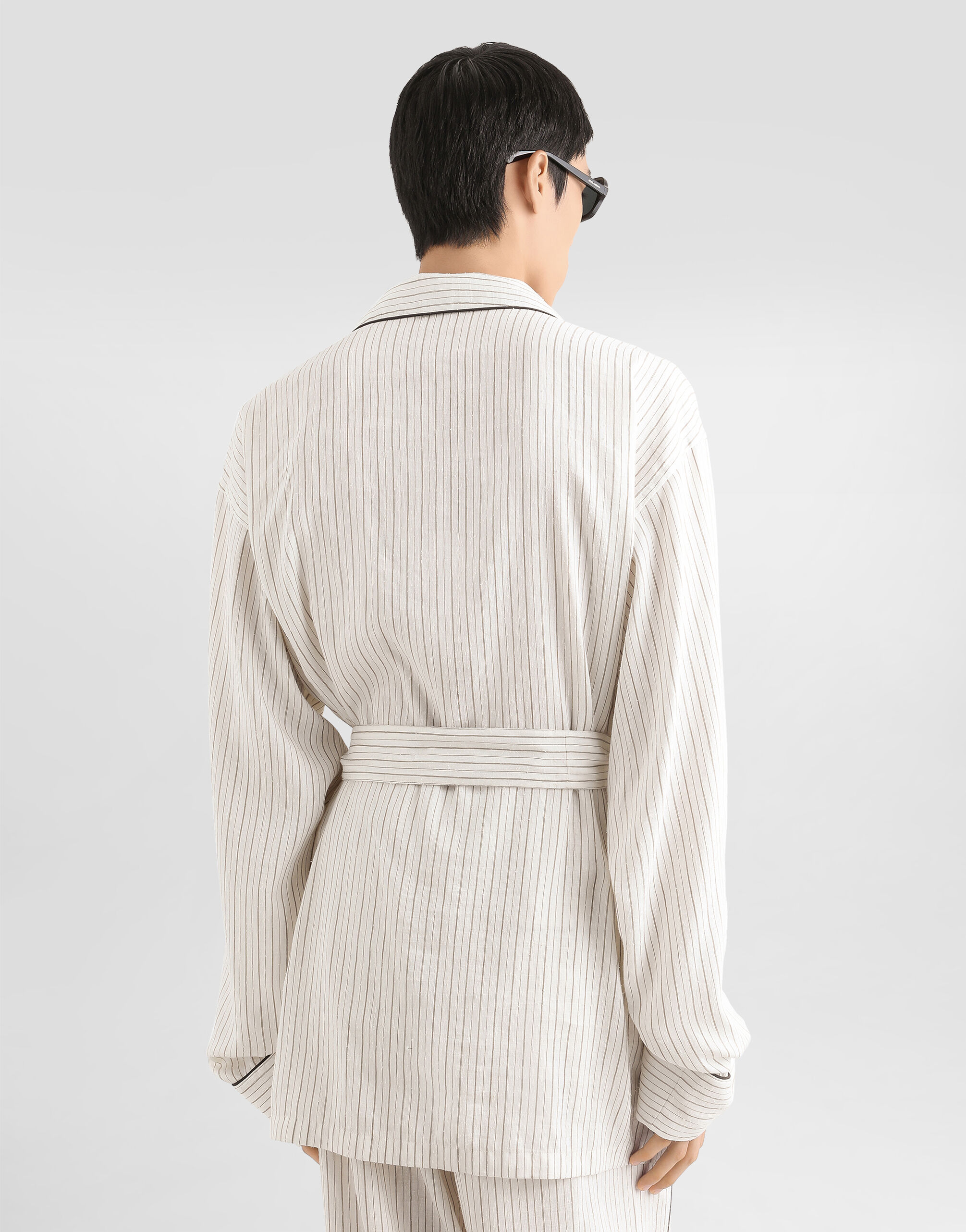 Linen-silk vanity robe in Multicolor for Men | Dolce&Gabbana®