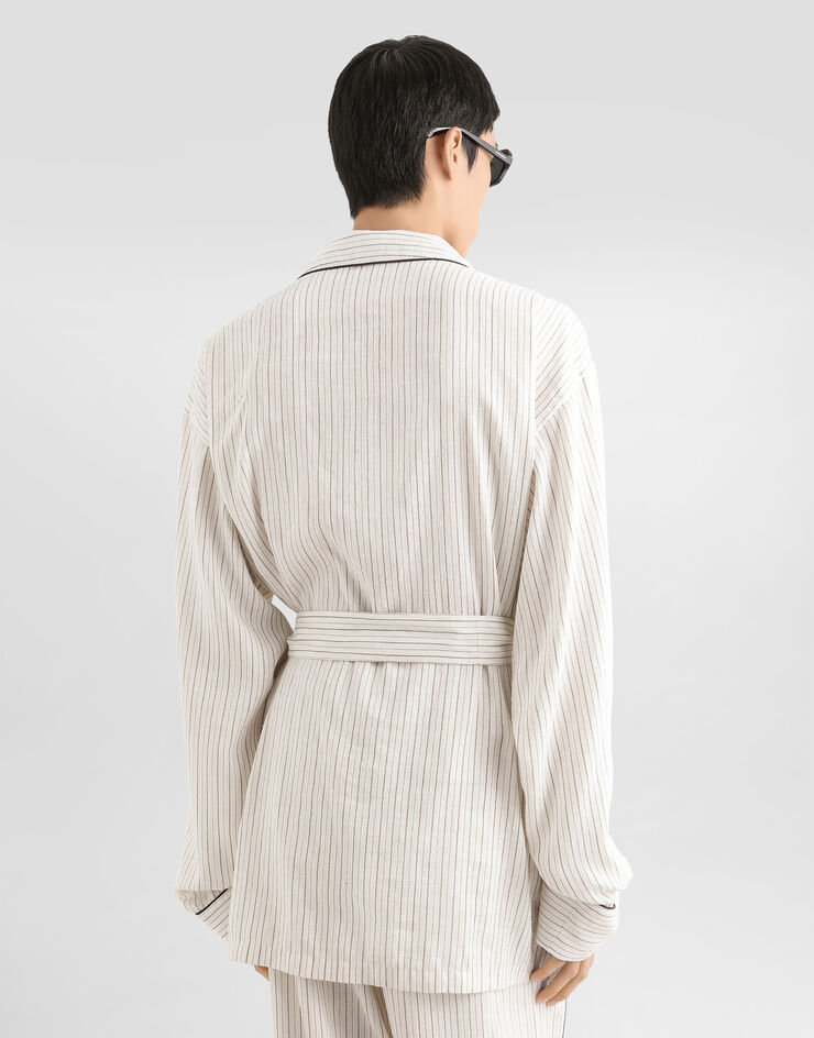 Dolce & Gabbana Linen-silk vanity robe Multicolor G2UZ3TFBMF1