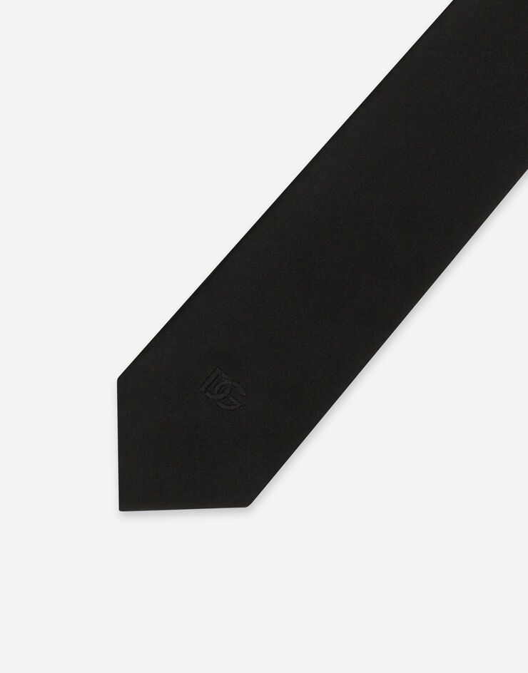 Dolce&Gabbana ربطة عنق حريرية بعرض 6 سم وتطريز شعار DG أسود GT149EG0UBU