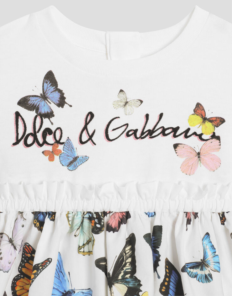 Dolce & Gabbana Butterfly-print poplin and jersey dress Print L2JD9PG7O0M