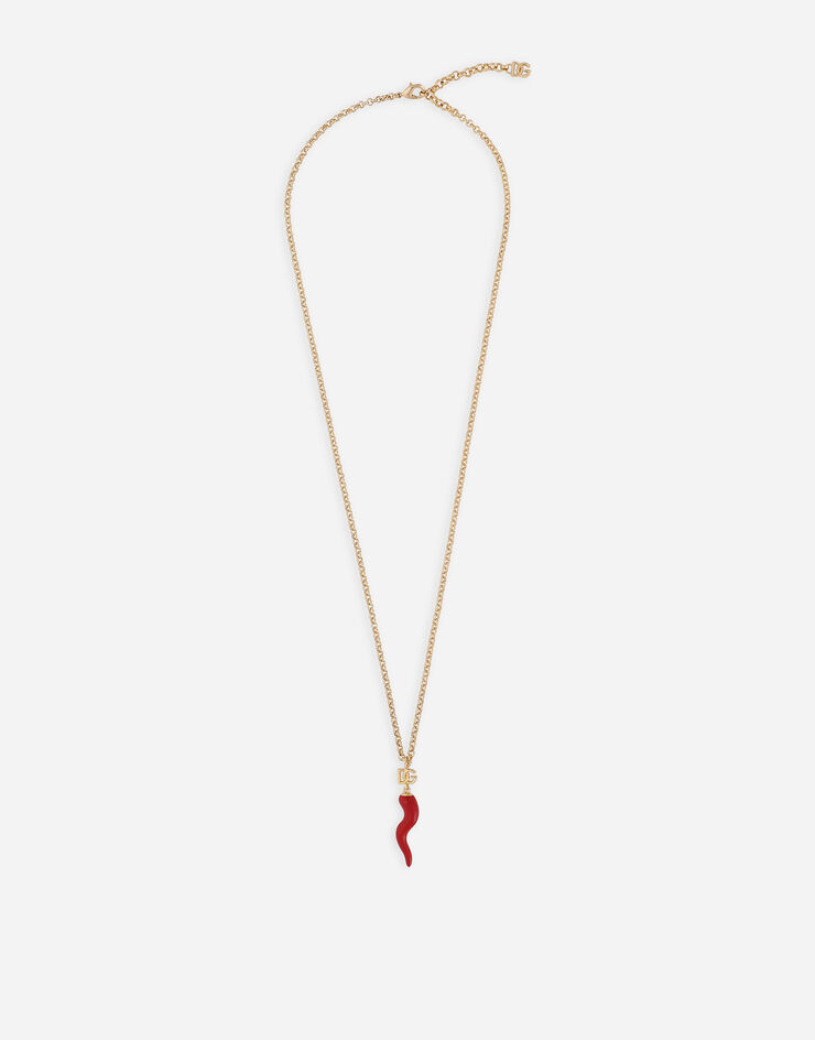 Dolce & Gabbana Halskette mit DG-Logo und Glückshorn-Charm Gold WNQ6C1W1111