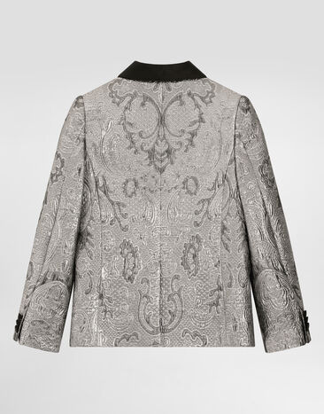 Dolce & Gabbana Veste droite en jacquard lamé Silver L41J90HJMQW