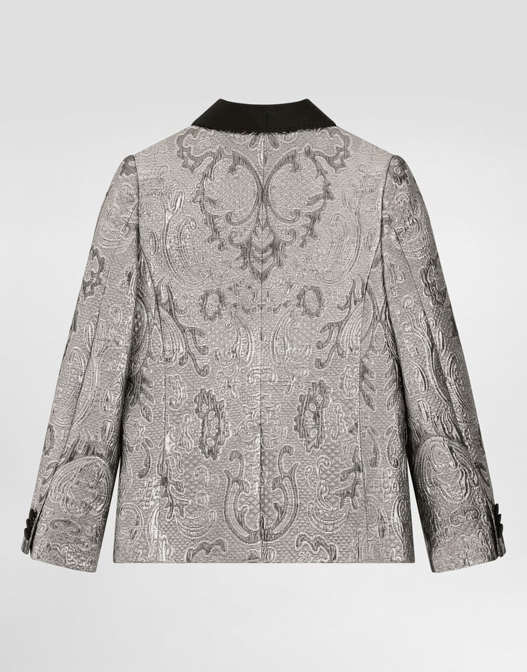 Dolce & Gabbana Chaqueta de botonadura sencilla de tejido jacquard de lamé Silver L41J90HJMQW