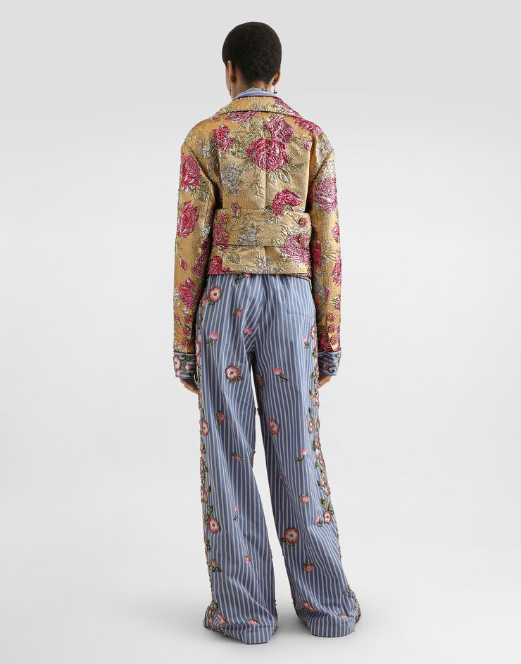 Dolce & Gabbana Poplin trousers with floral embroidery Dolce & Gabbana Poplin trousers with floral embroidery Multicolor FTDJEZGDDR8