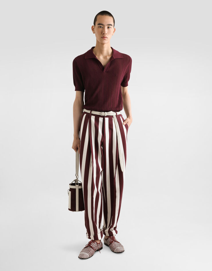 Dolce & Gabbana Pantalones de algodón jacquard a rayas con doble pinza Multicolor GP10DTFS6OH
