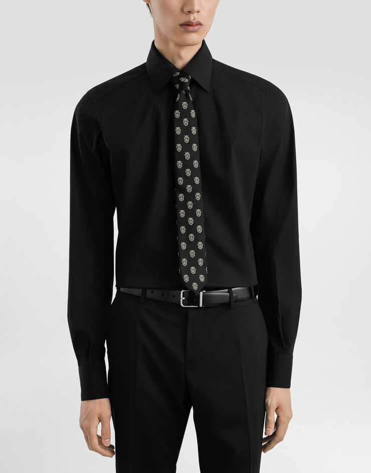 Dolce & Gabbana Jacquard tie with heraldic shields Black GT149EG0JSD