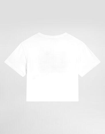 Dolce & Gabbana Flower-print short-sleeved jersey t-shirt White L5JTNLG7PHR
