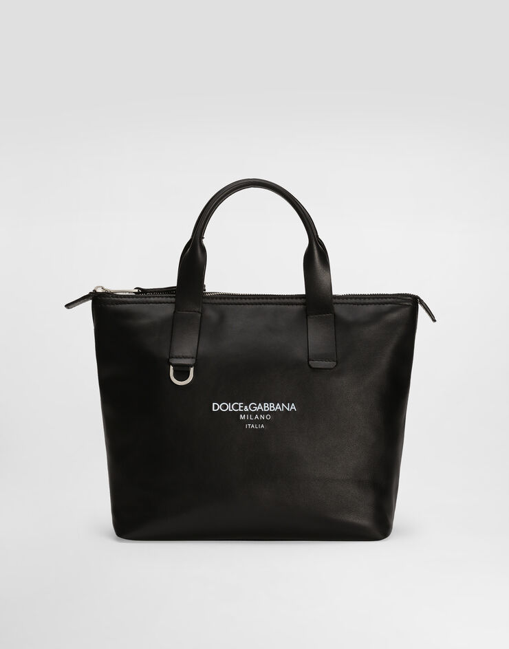 Dolce & Gabbana حقيبة تسوق صغيرة من جلد عجل أسود BM2384A6E48