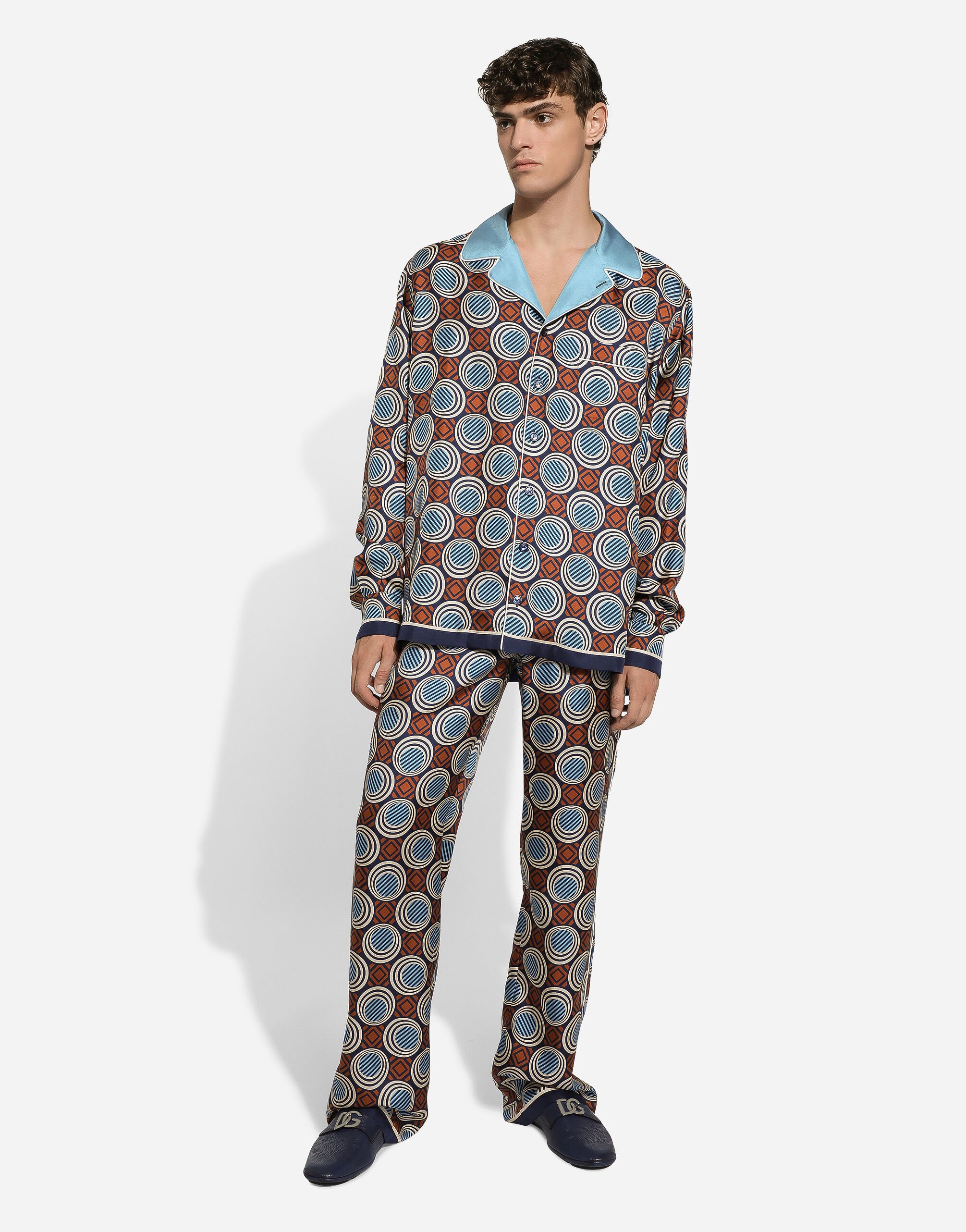 Printed silk pajama pants in Print for Men Dolce Gabbana