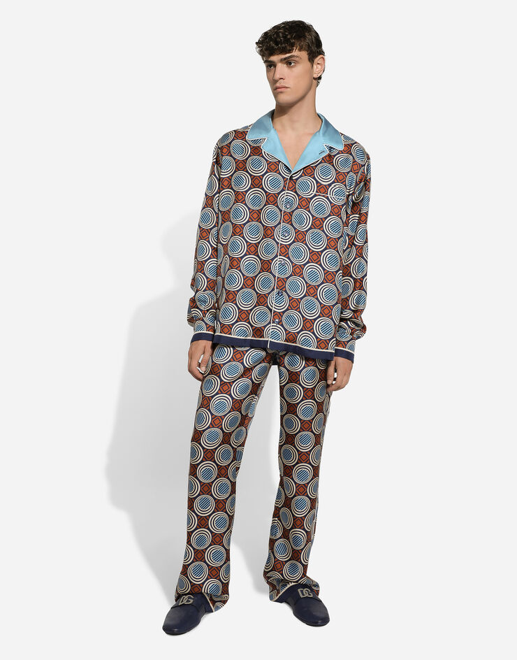 Dolce & Gabbana Пижамные брюки из шелка с принтом Отпечатки GVRMATHI1Q9