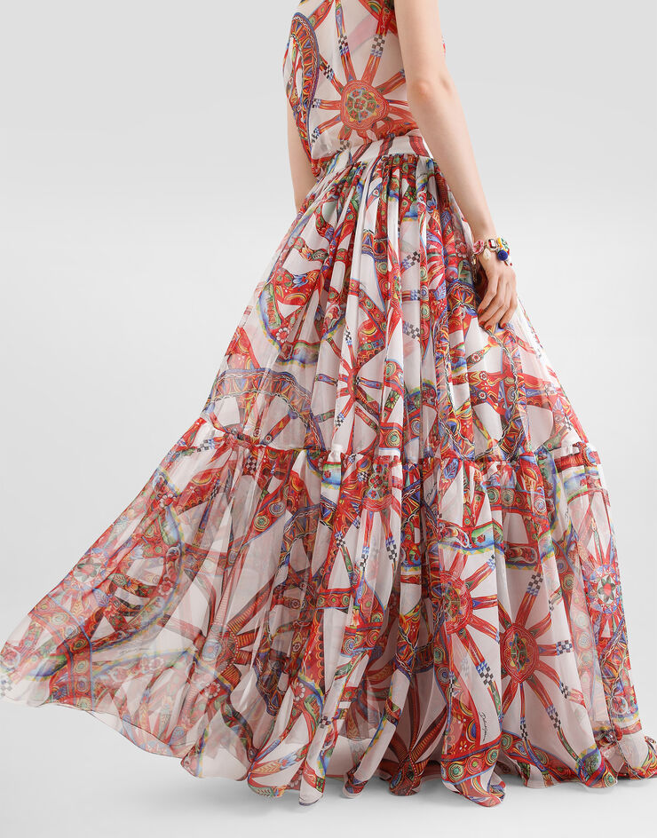 Dolce & Gabbana Carretto-print long chiffon skirt Multicolor F4DDRTIS13V