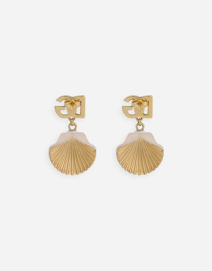 Dolce & Gabbana Earrings with DG logo and shell Gold WEQ6A1W1111