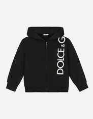 Dolce & Gabbana Zip-up jersey hoodie with logo print Negro L5JW9NG7L1J