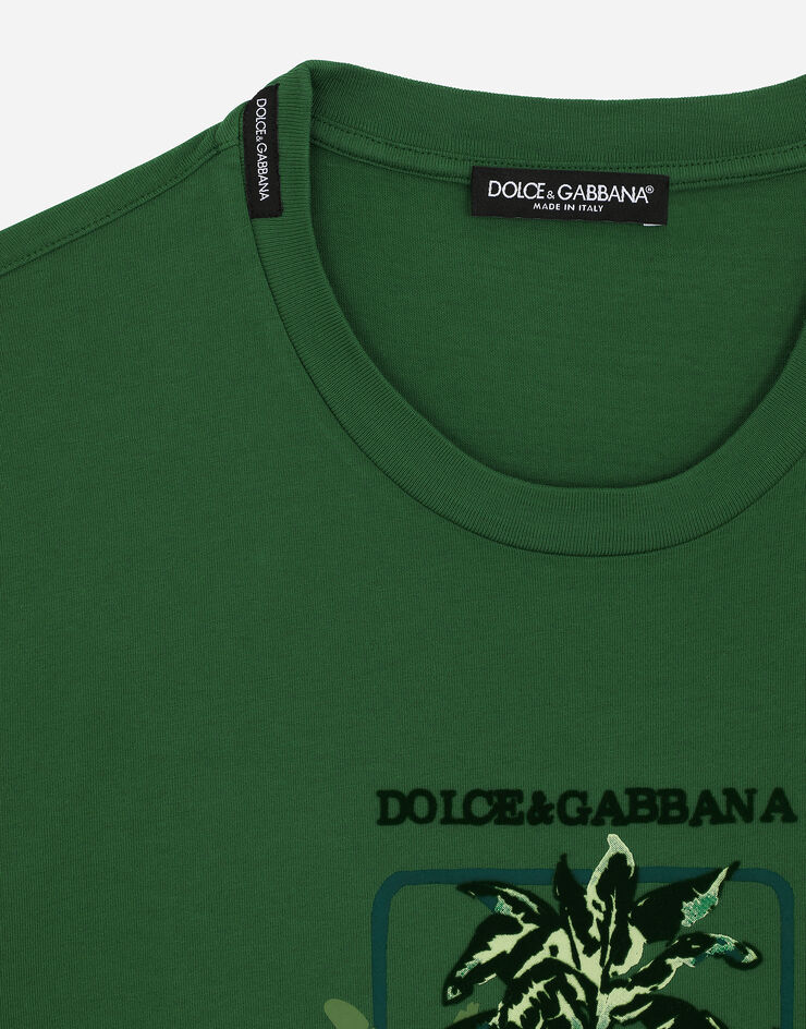 Dolce & Gabbana 바나나 트리 프린트 반소매 코튼 티셔츠 그린 G8RN8TG7K1T