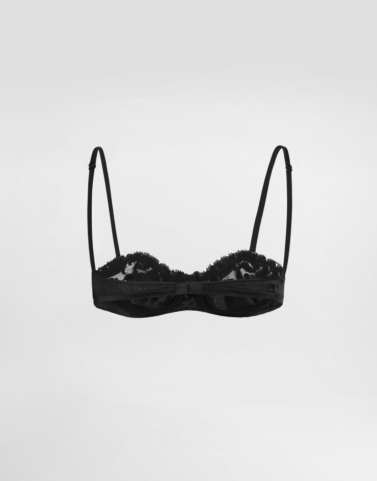 Dolce & Gabbana Sujetador balconette de raso y encaje Negro O1E15TON07M