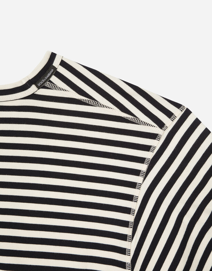 Dolce & Gabbana Long-sleeved striped T-shirt with logo Multicolor G8RK8TG7K3P