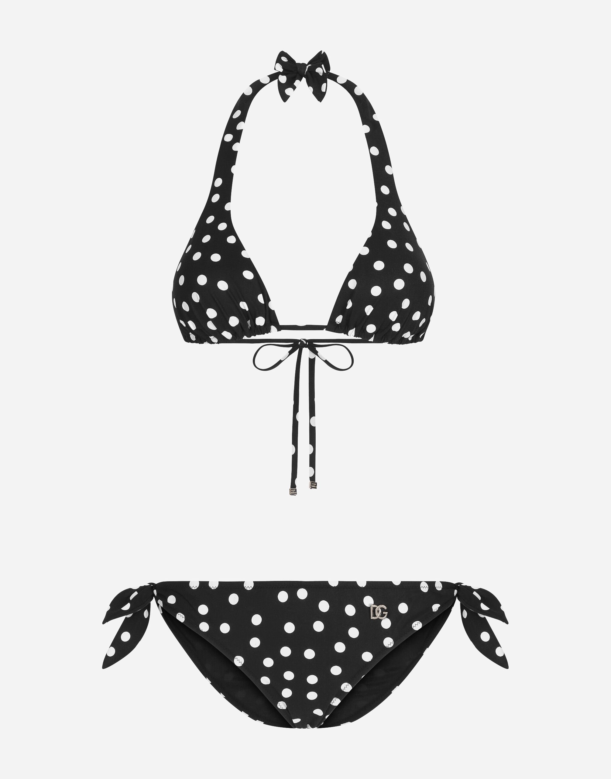 Dolce & Gabbana Bikini de triángulo con estampado de puntos Imprima O9B40JFSG1S