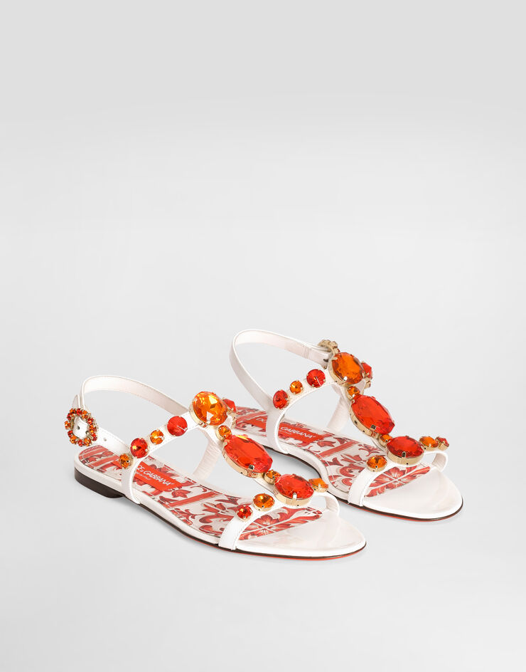Dolce & Gabbana Patent leather sandals with embroidery Multicolor CQ0601AT848