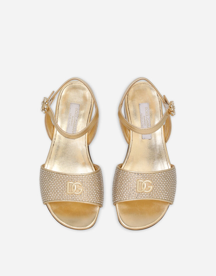 Dolce&Gabbana Foiled nappa leather sandals with fusible-rhinestones Gold D11218AA630