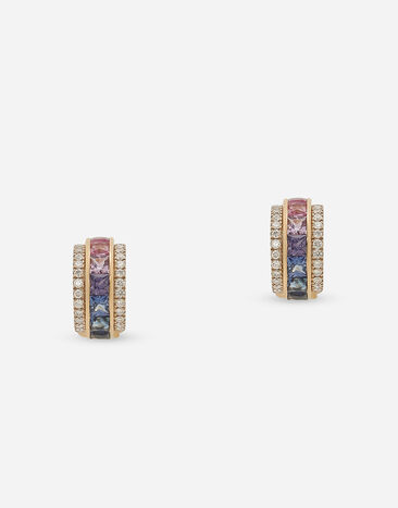 Dolce & Gabbana Boucles d’oreilles Rainbow en or jaune 18 ct avec saphirs multicolores et diamants Doré WAMR1GWMIX1