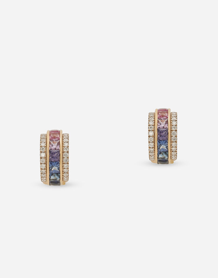 Dolce & Gabbana Boucles d’oreilles Rainbow en or jaune 18 ct avec saphirs multicolores et diamants Doré WEPB2GWMIX1