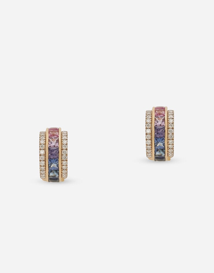 Dolce & Gabbana Boucles d’oreilles Rainbow en or jaune 18 ct avec saphirs multicolores et diamants Doré WEPB2GWMIX1