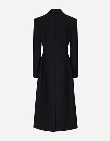 Dolce&Gabbana معطف كادي صوف طويل بصف أزرار مفرد أسود F0W0JTHUMTB