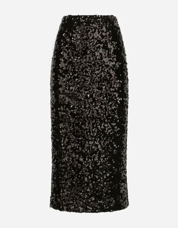 Dolce & Gabbana Gonna longuette in paillettes Nero F4CRGTHLMZM
