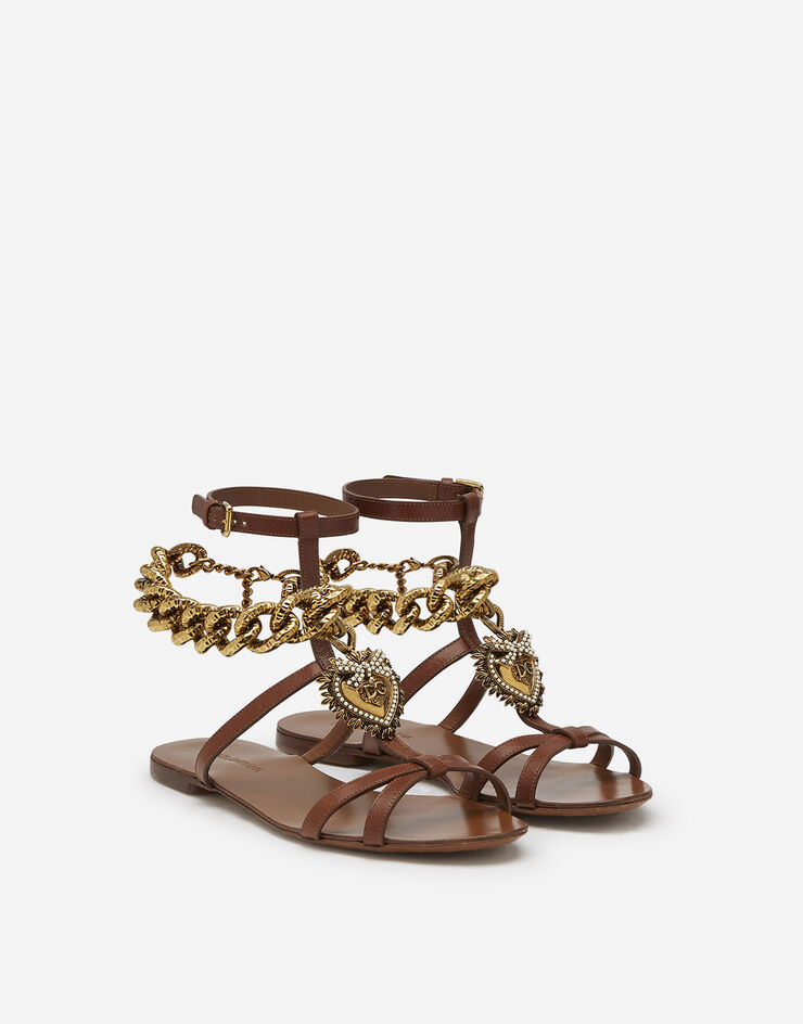 Dolce & Gabbana Devotion sandals in polished cowhide BEIGE CQ0346AX059