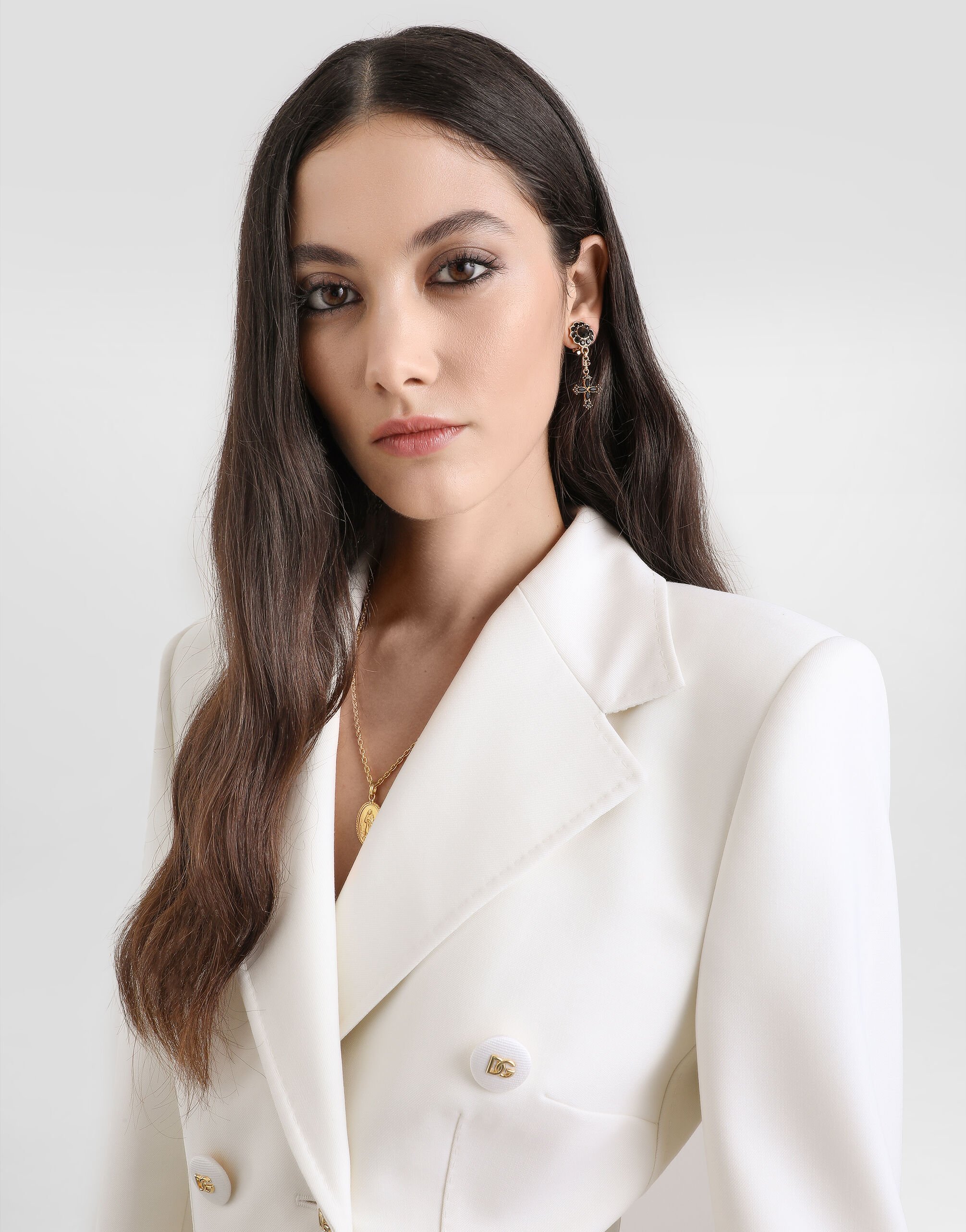 Double-breasted twill jacket in White for Women | Dolce&Gabbana® US