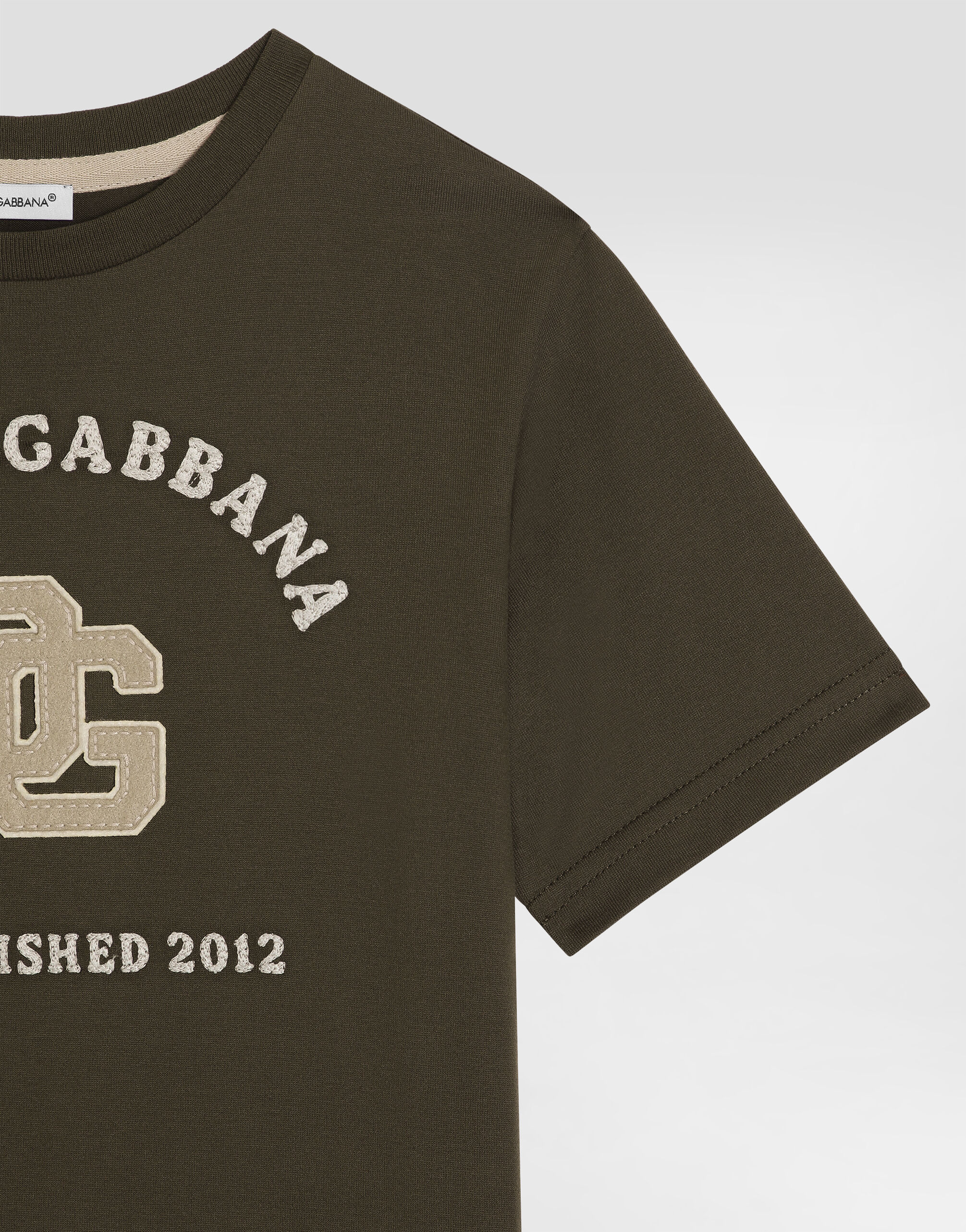 Jersey t-shirt with embroidered appliqué in Grey for Boys