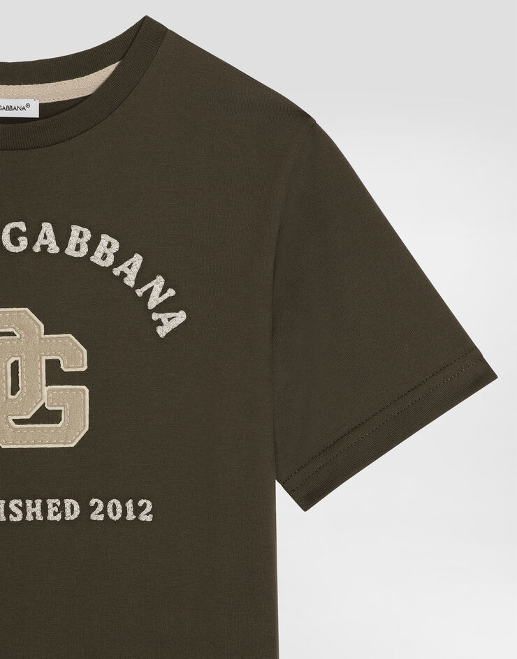 Dolce & Gabbana Jersey t-shirt with embroidered appliqué Grey L4JTJUG7PTQ