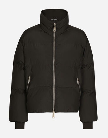Dolce & Gabbana Short nylon down jacket with branded tag Black F9S09TGDCMR